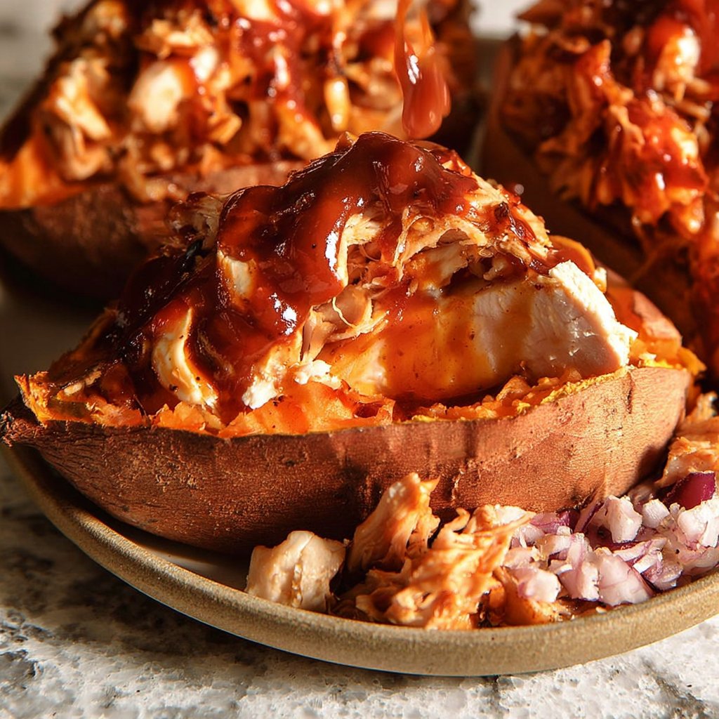 BBQ Chicken Stuffed Sweet Potatoes