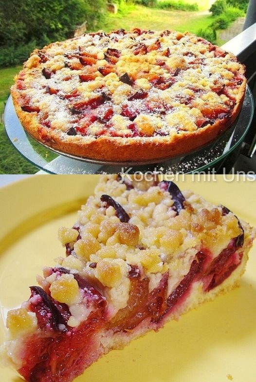Pflaumenkuchen mit Zimtstreuseln
