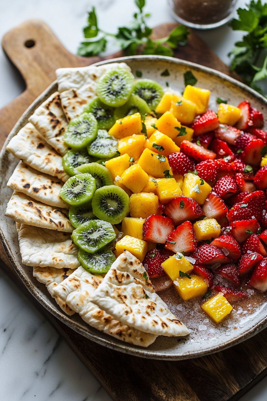 Fruit Salsa with Cinnamon Sugar Pita Chips