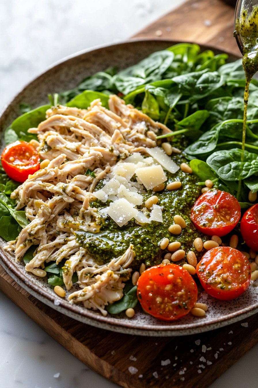 Einfache Pesto-Hühnchensalat
