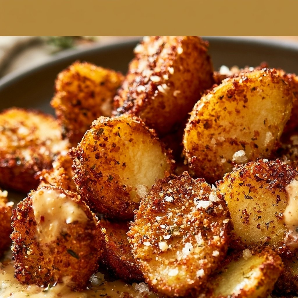Crispy Garlic Parmesan Crusted Potatoes