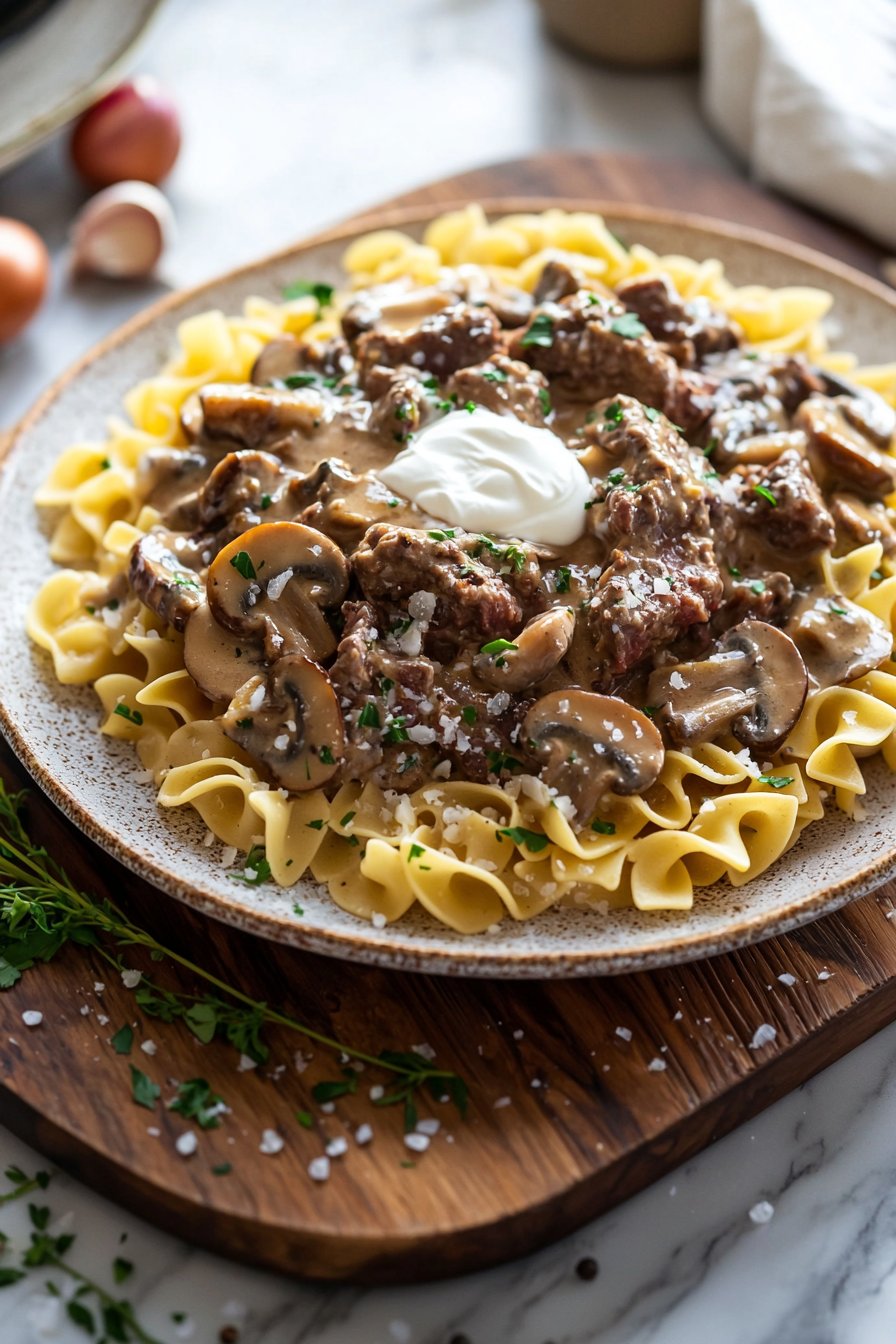 Slow Cooker Beef Stroganoff