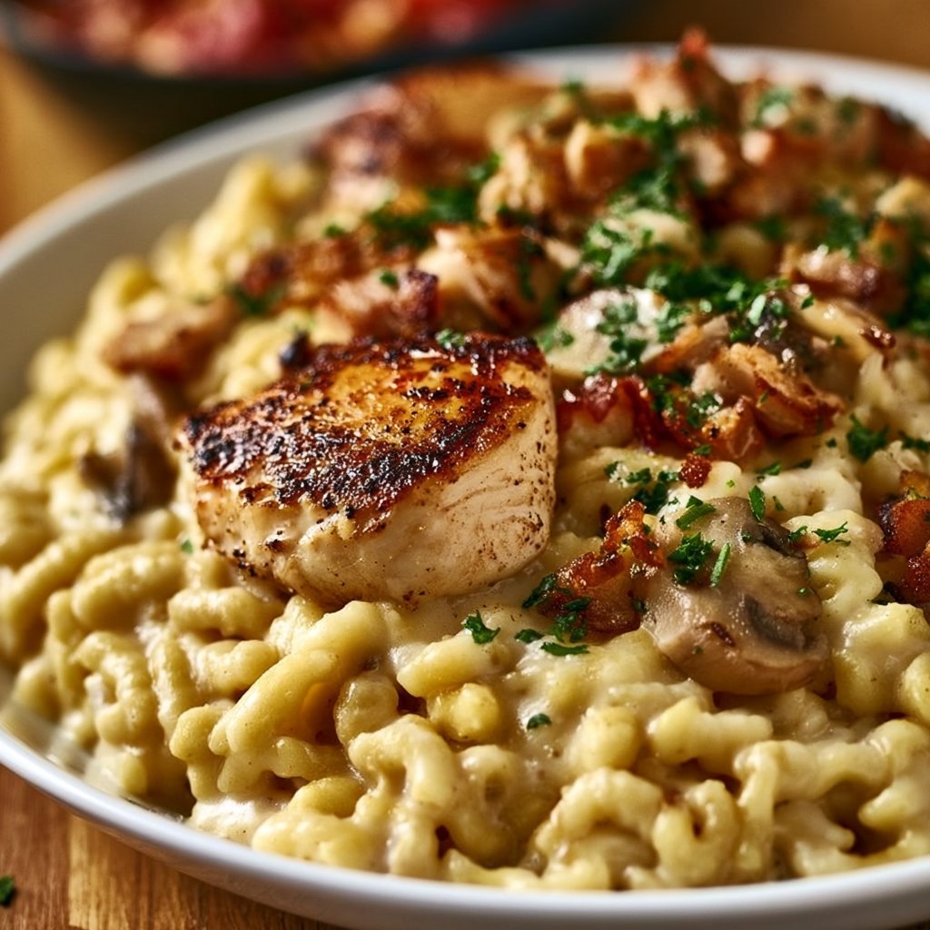 One-Pot-Spätzle mit Hähnchen