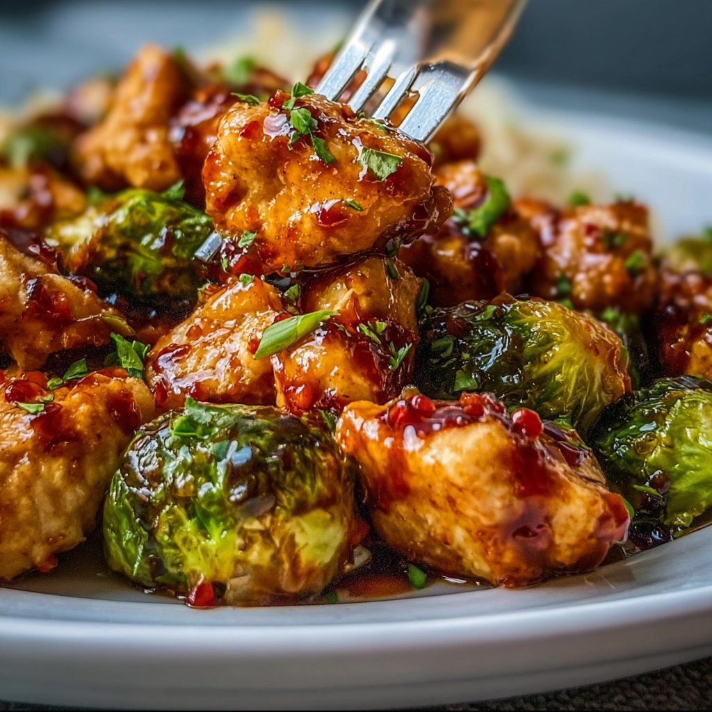 Air Fryer Sweet Chili Chicken and Brussels Sprouts