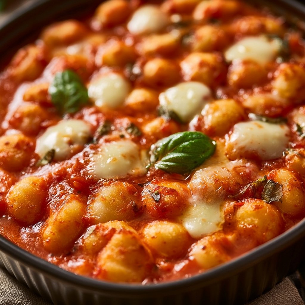 Gnocchi Auflauf mit Tomatensauce und Mozzarella