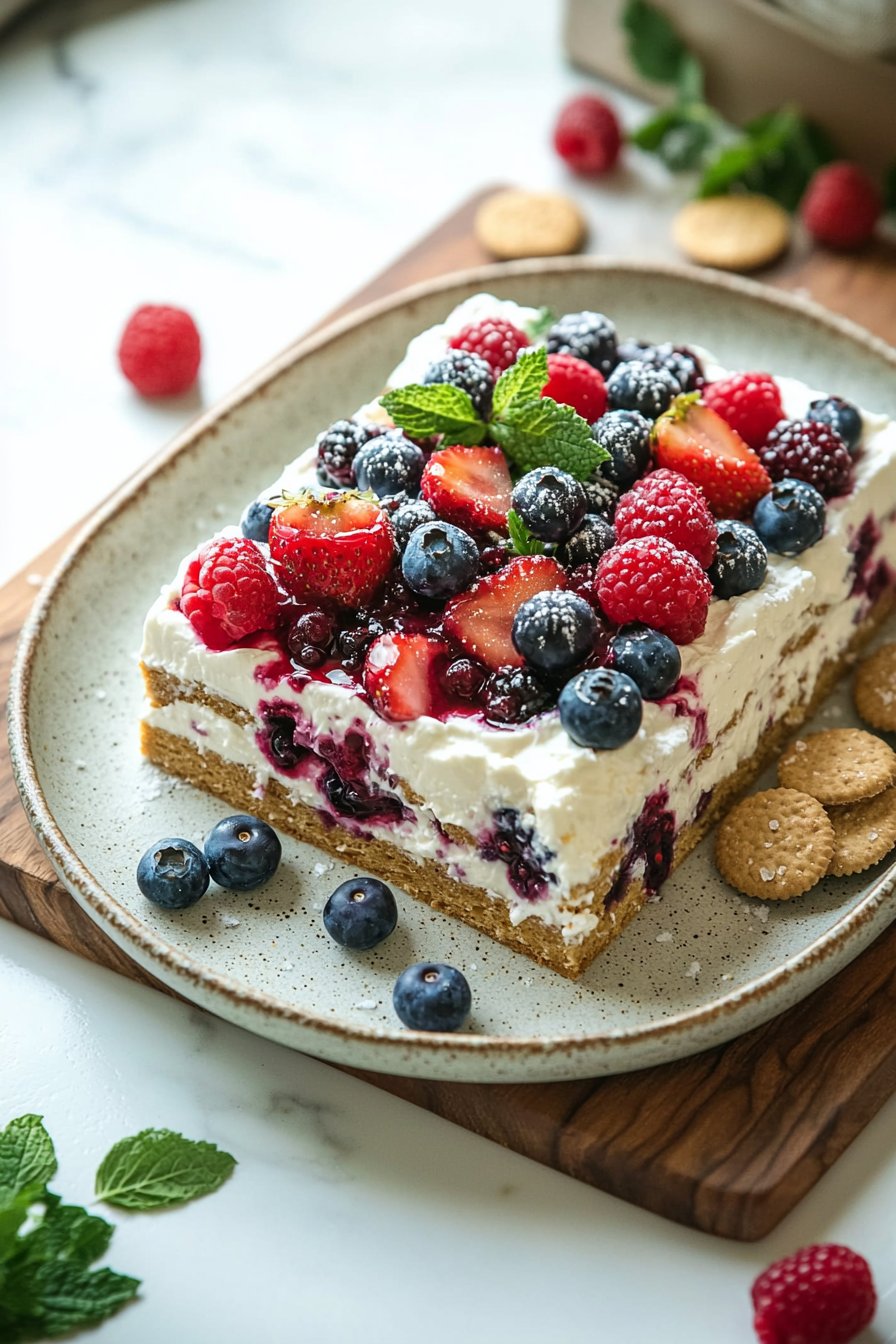 No-Bake Sommerbeeren-Eisbox-Kuchen