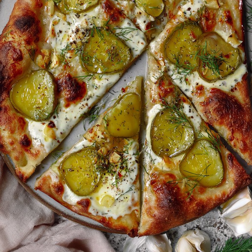 Dill Pickle and Garlic Pizza Recipe