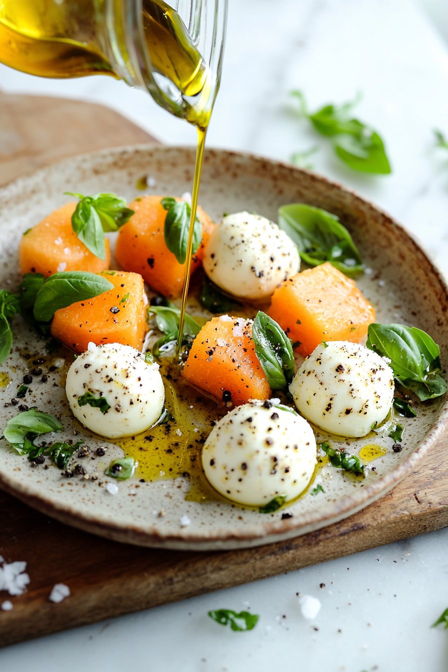 Cantaloupe und Mozzarella Bissen