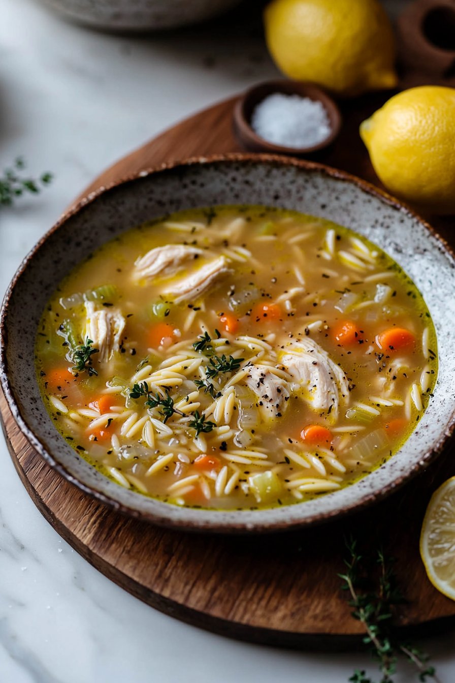 Zitronen-Hühnchen-Orzo-Suppe