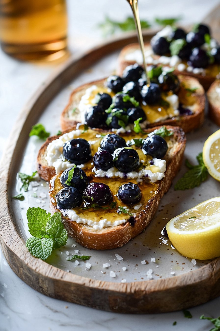 Geröstetes Blaubeer- und Ricotta-Toast