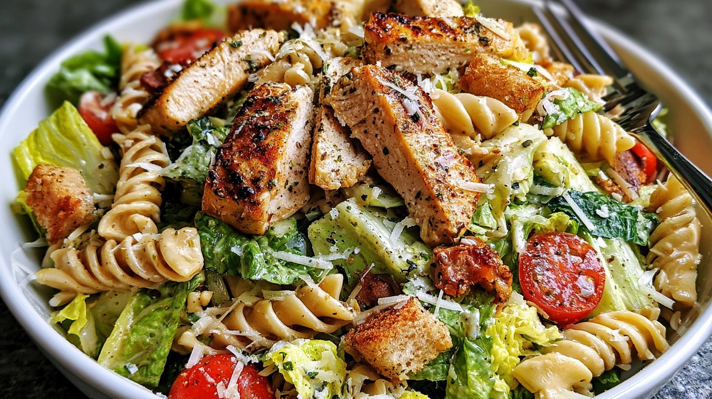 Easy Chicken Caesar Pasta Salad