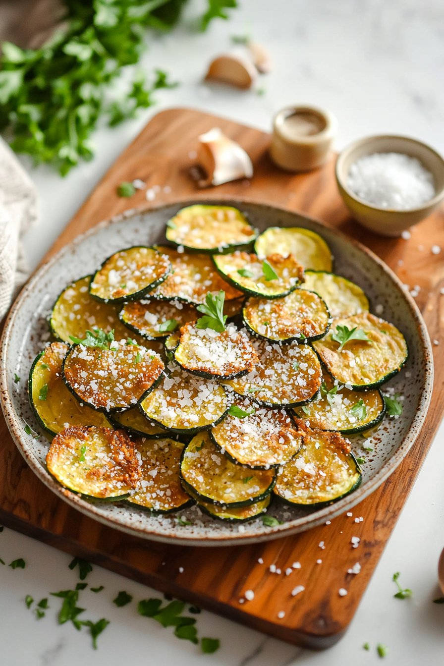 Luftfritteuse Zucchini-Chips mit Parmesan