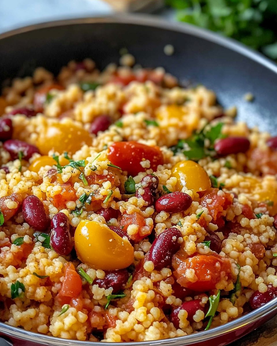 Couscous pan with tomatoes and kidney beans