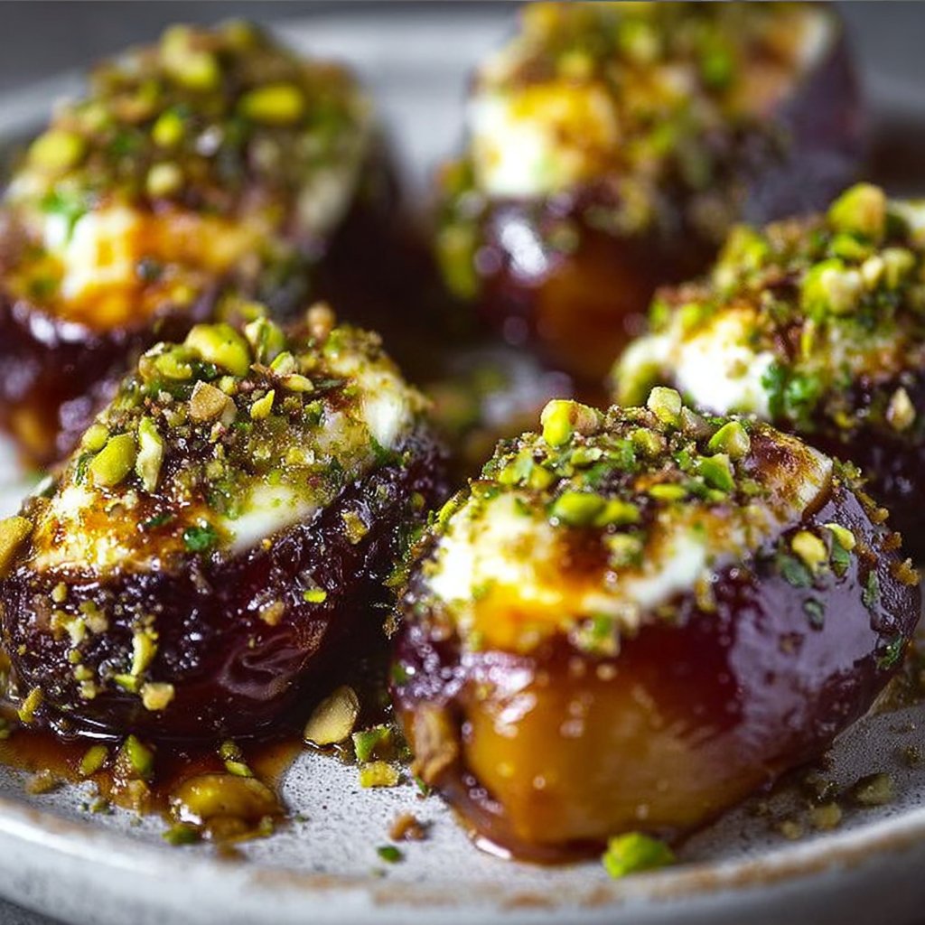 Irresistibly Creamy Stuffed Dates with Pistachios