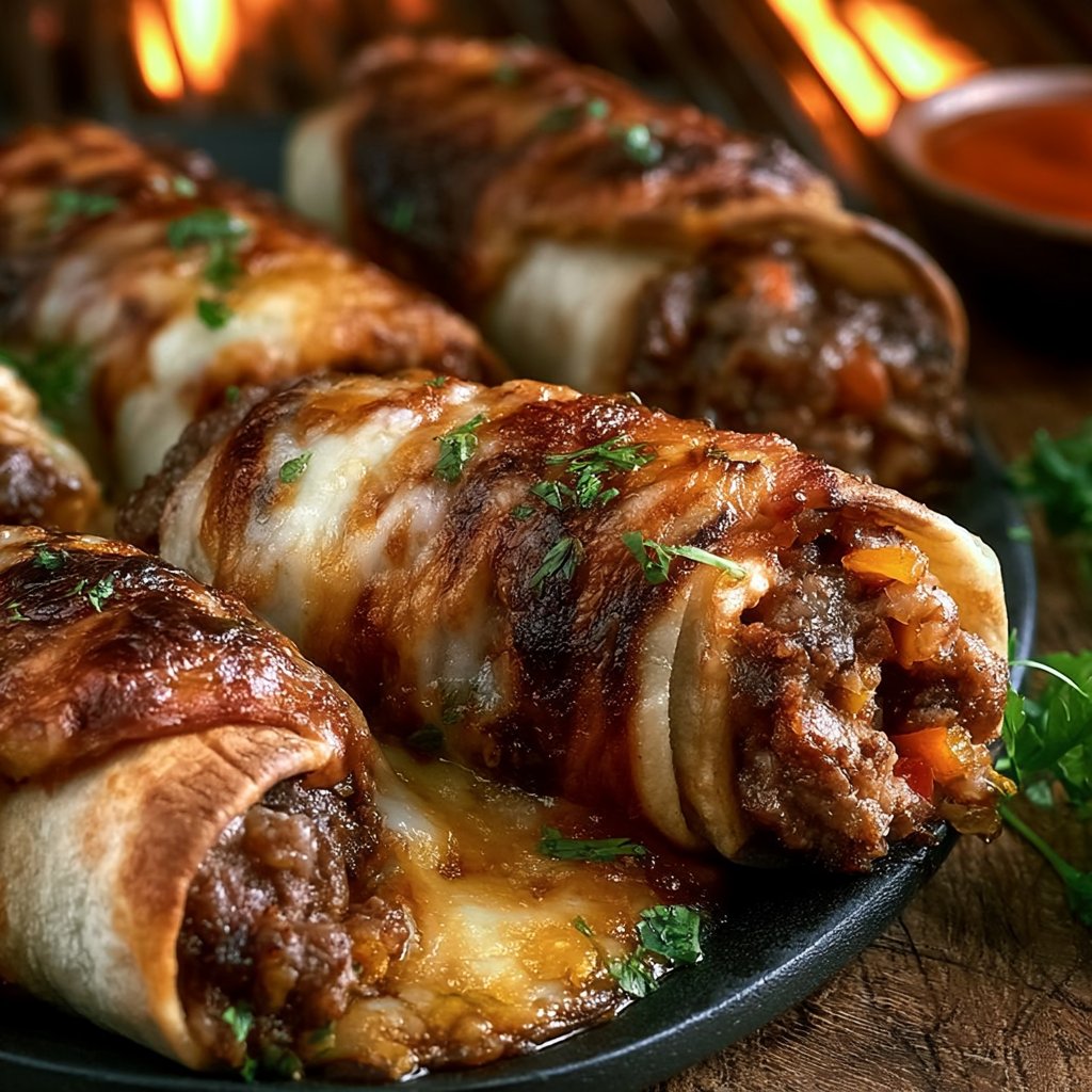 Mexican ground meat rolls from the grill