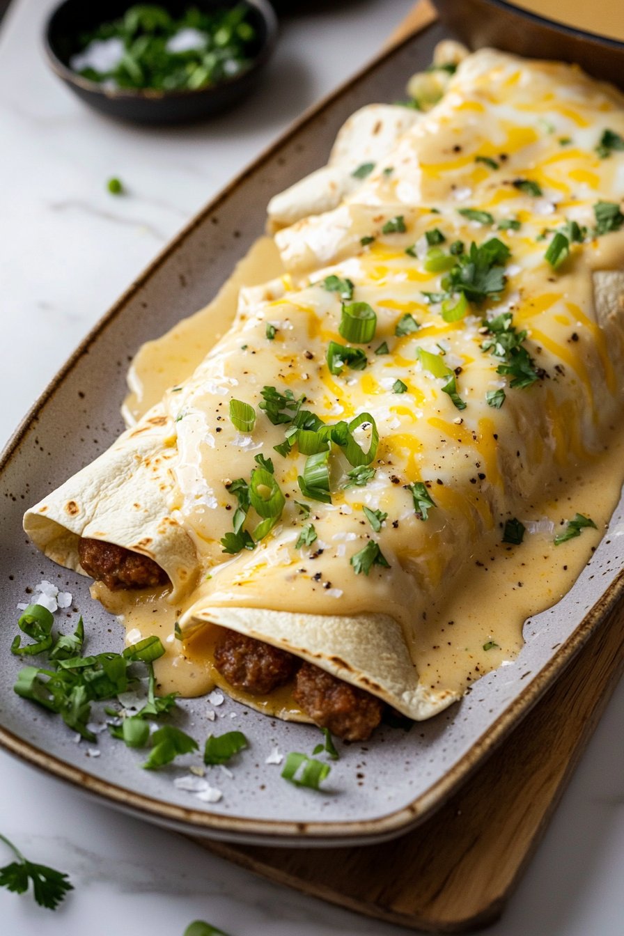 Southern Breakfast Enchiladas with Sausage Gravy