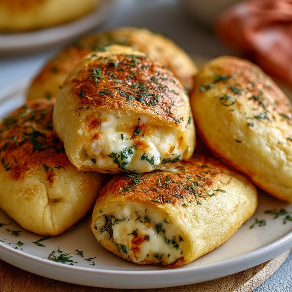 Vegetarische Kartoffeltaschen mit Frischkäsefüllung