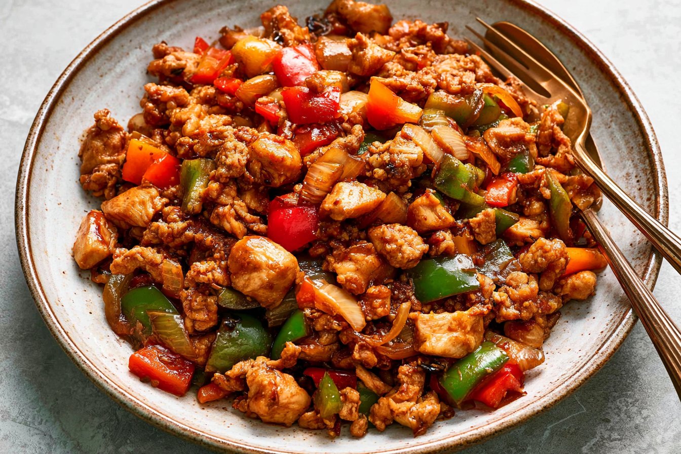 Simple Ground Chicken Bell Pepper Stir Fry