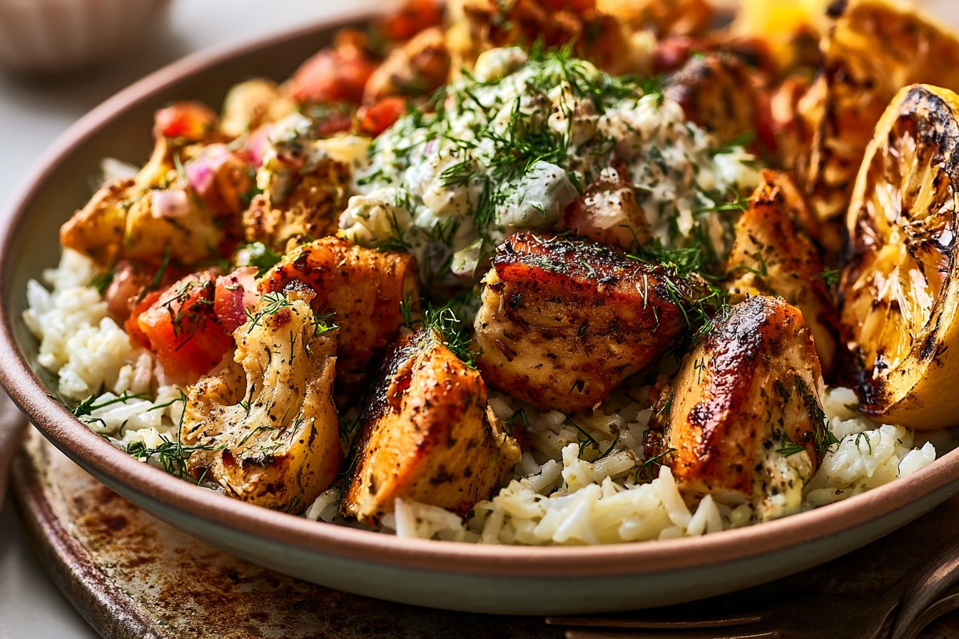 Mediterranean Lemon-Dill Chicken Bowls