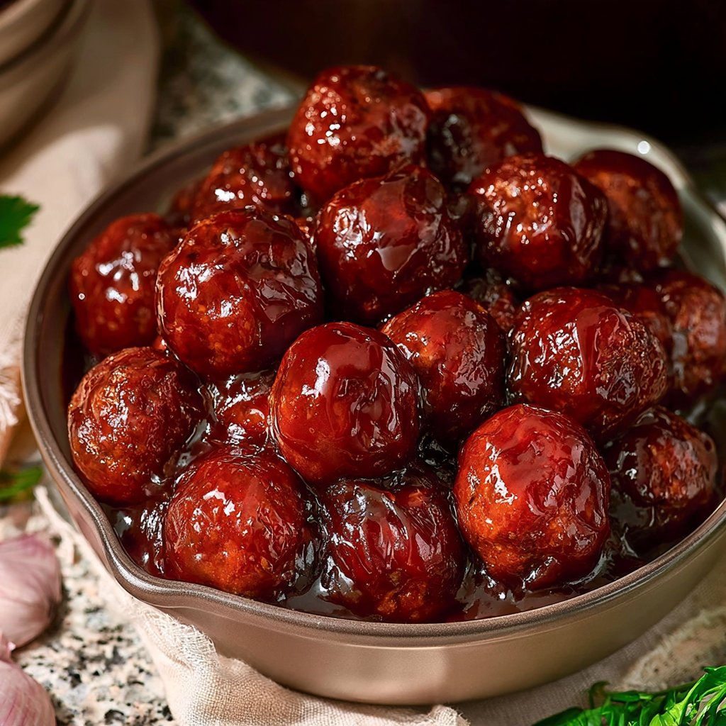Sweet & Tangy Crockpot BBQ Meatball Bites
