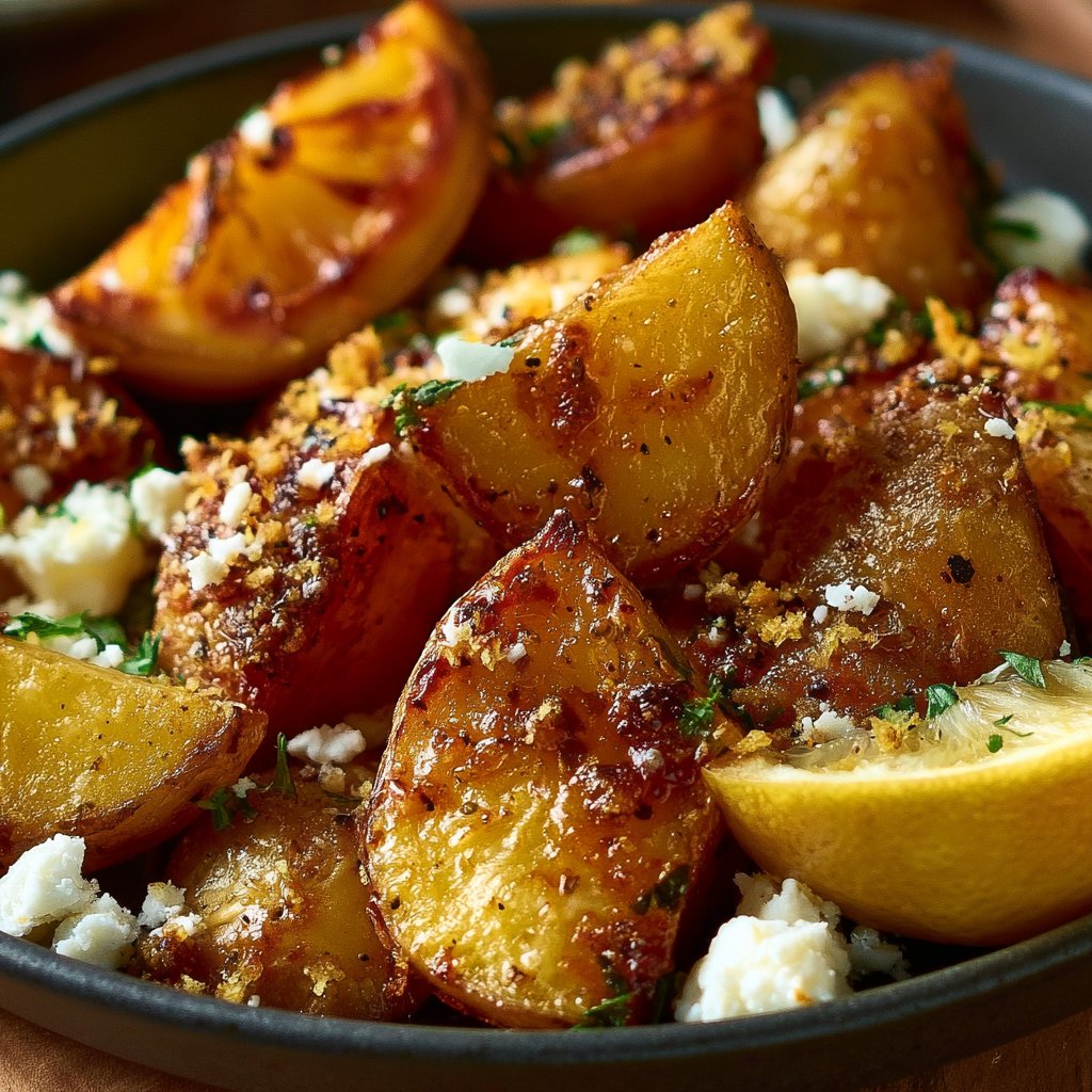 Greek Roast Potatoes with Lemon and Feta