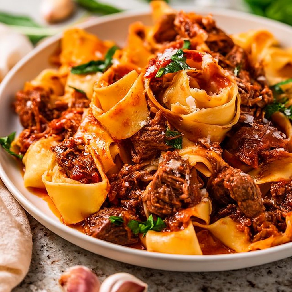 Slow-Braised Beef Ragù over Fresh Pappardelle