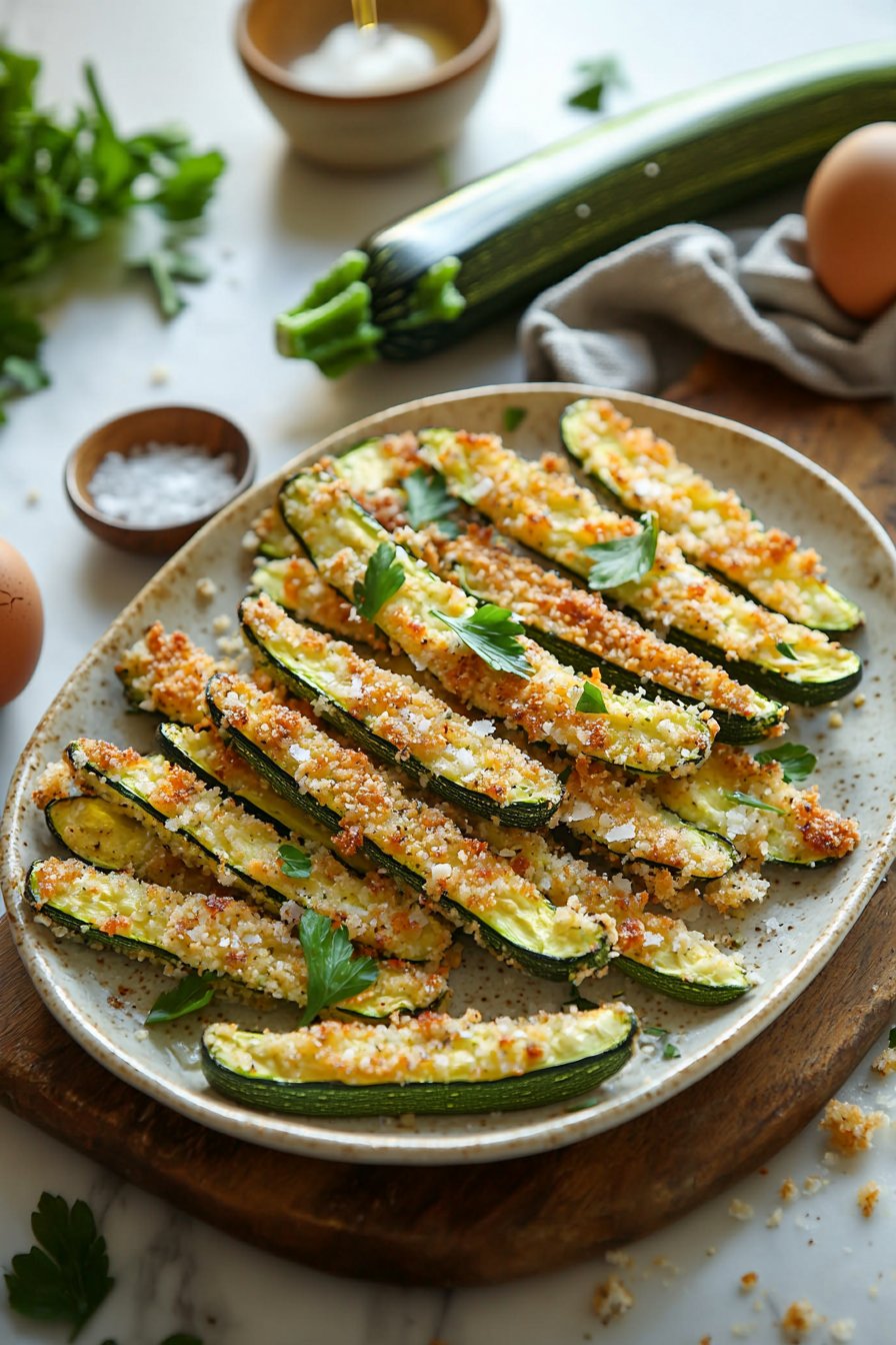 Knusprige Ofen gebackene Parmesan Zucchini Pommes