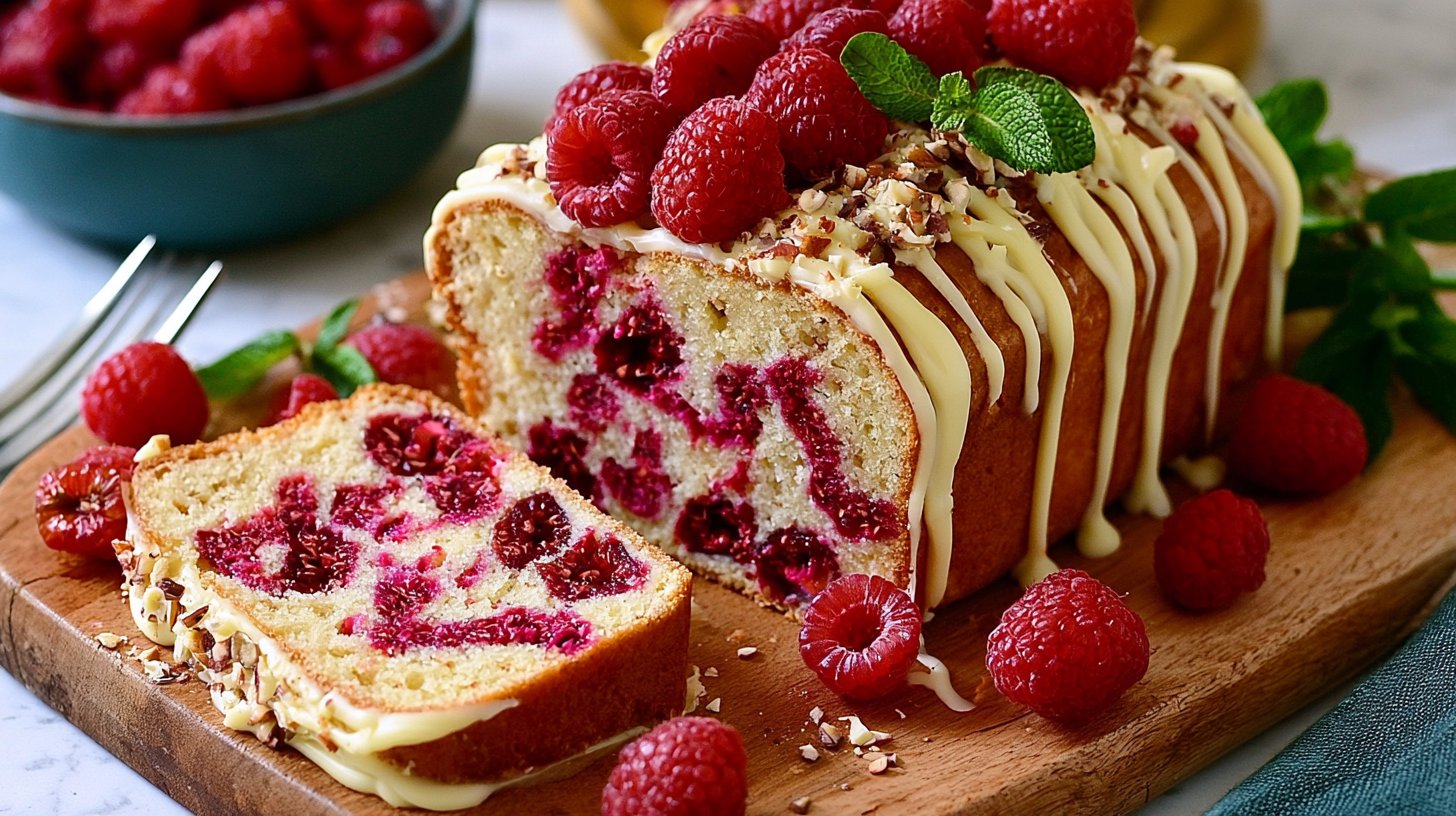Easy White Chocolate Raspberry Loaf Cake