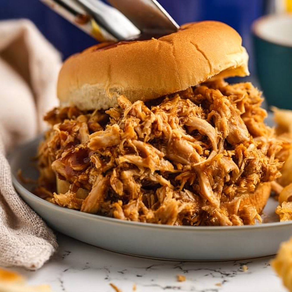 Crockpot Honey Garlic Pulled Chicken Sandwiches