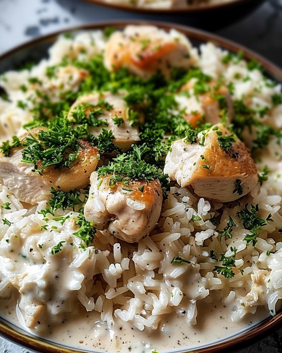 Creamy Garlic Chicken Rice Bowls