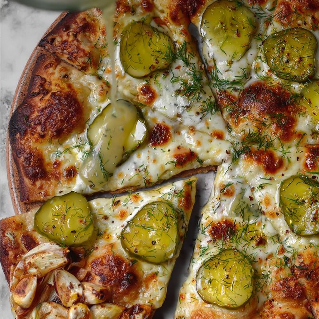 Dill Pickle and Garlic Pizza Recipe