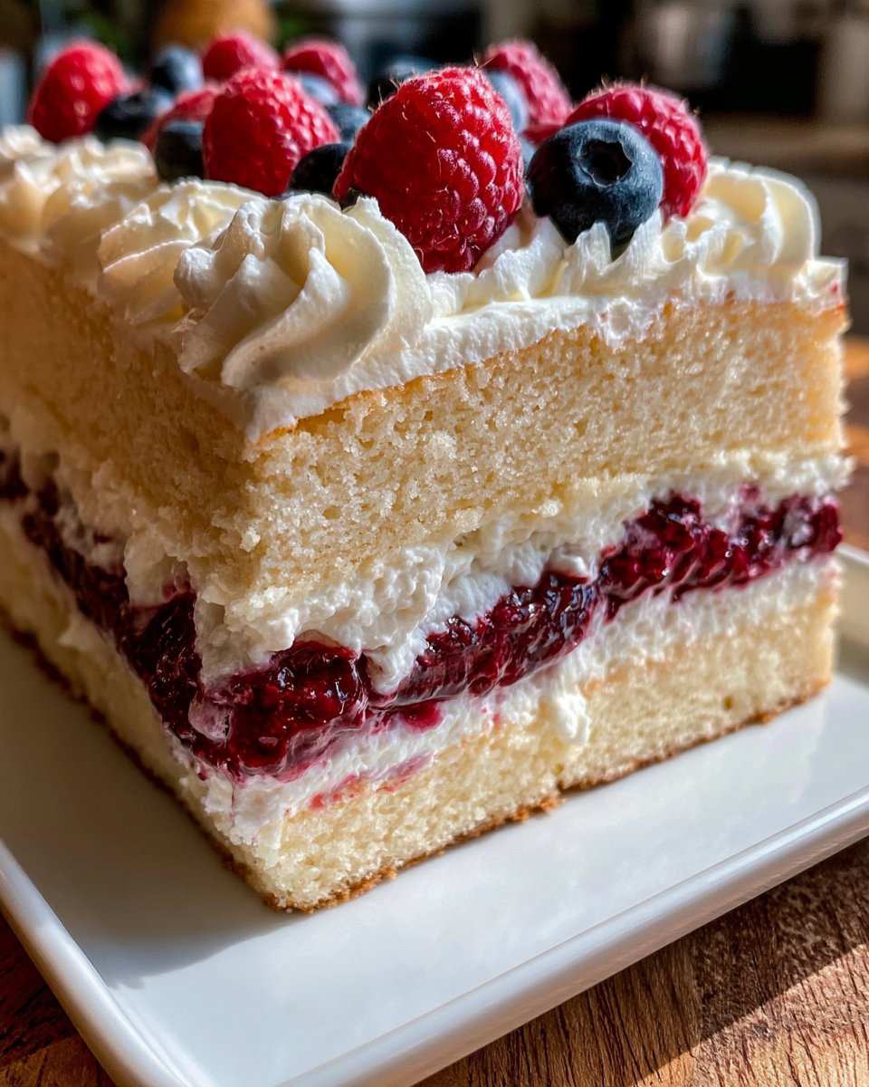 Coconut Cream and Berry Chantilly Slice