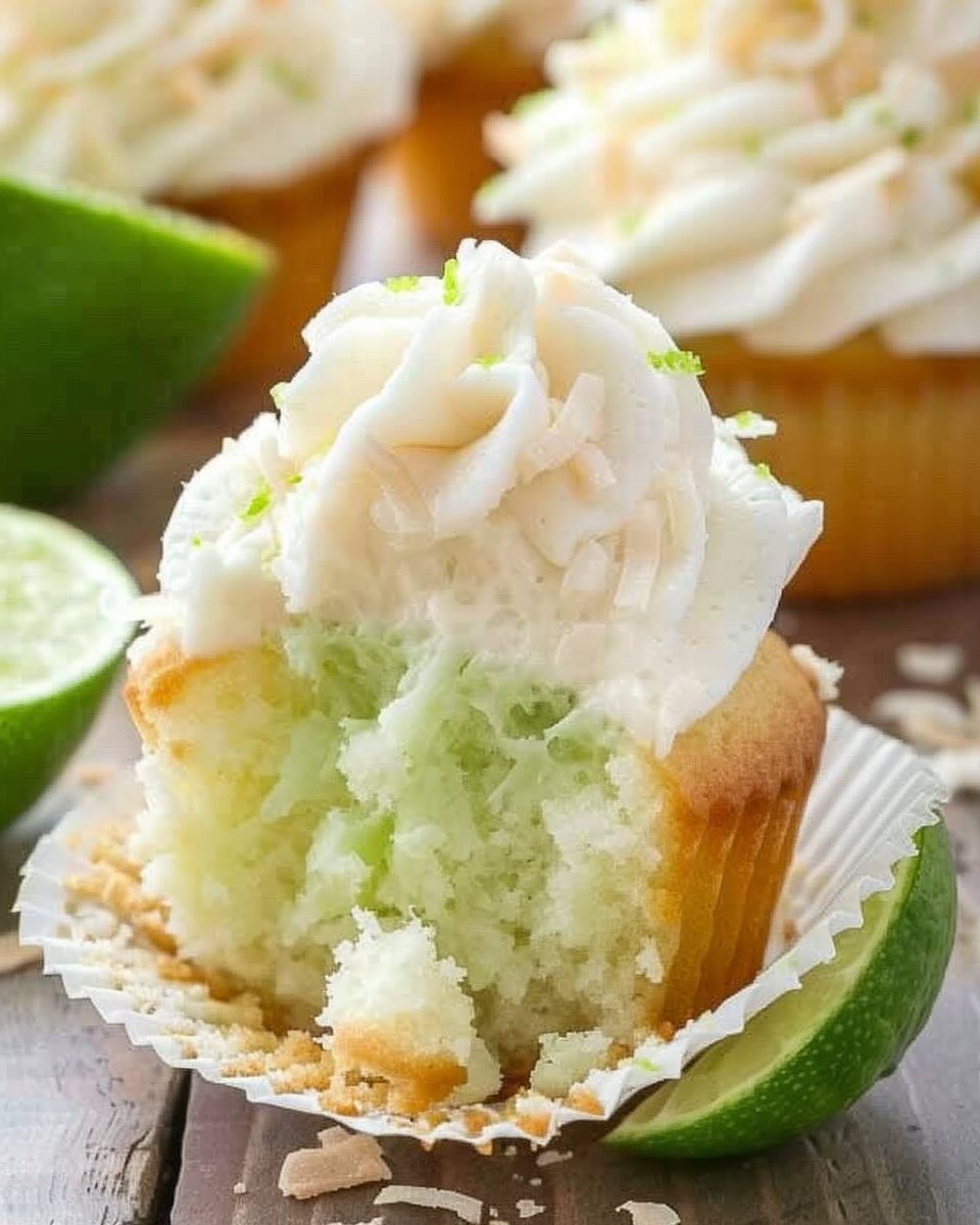 Coconut Cupcakes with Lime Buttercream Frosting