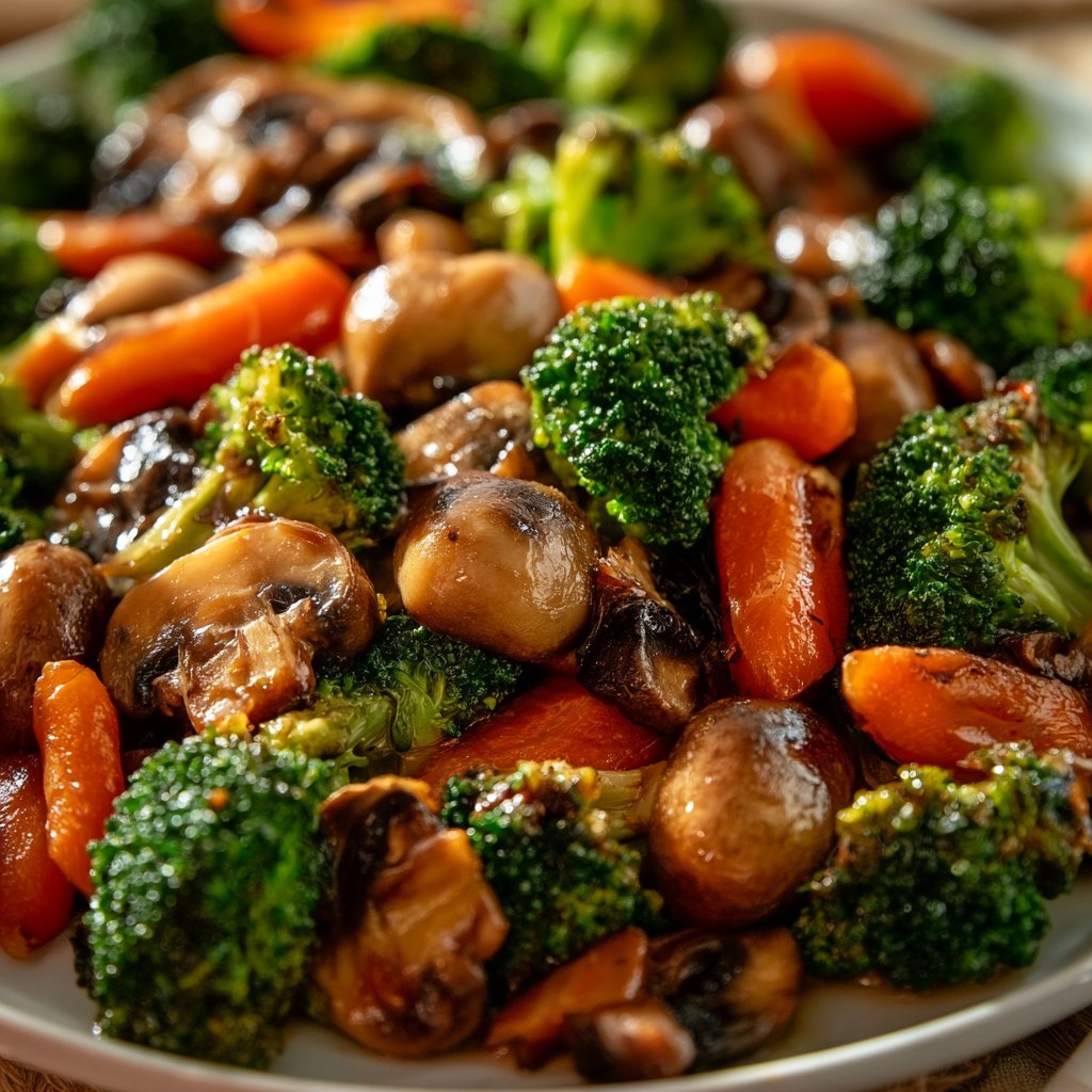15-Minuten-Pfanne mit Champignons, Brokkoli und Karotten
