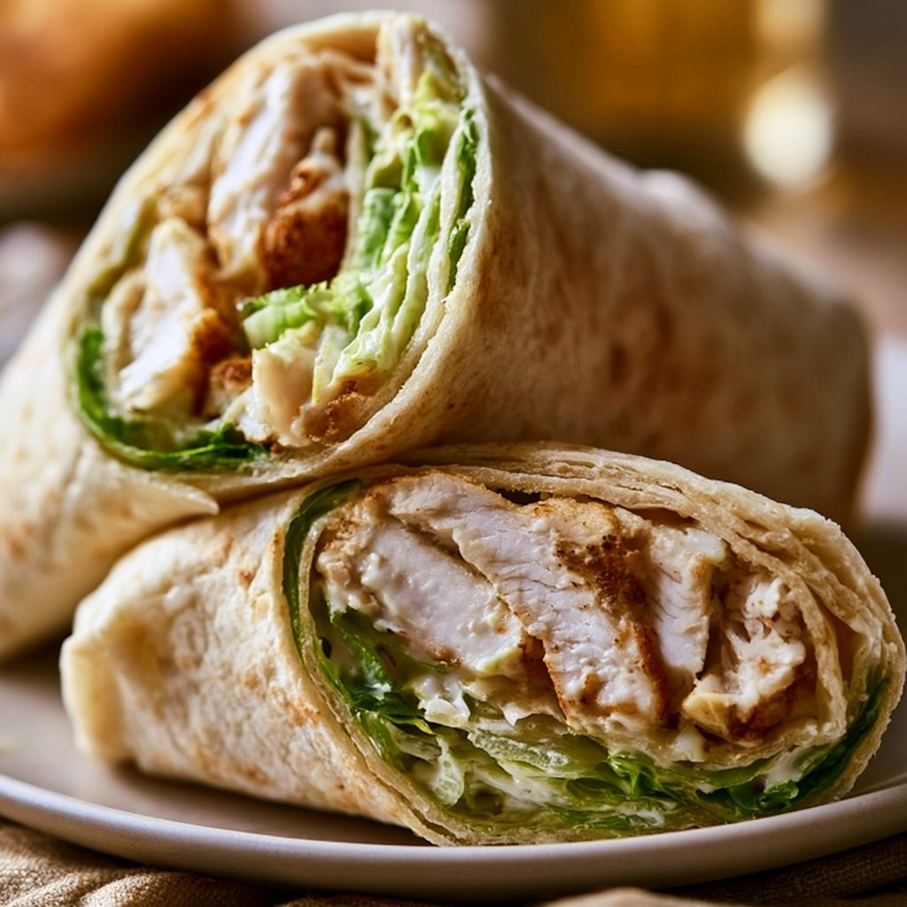 Hähnchen-Caesar-Wraps