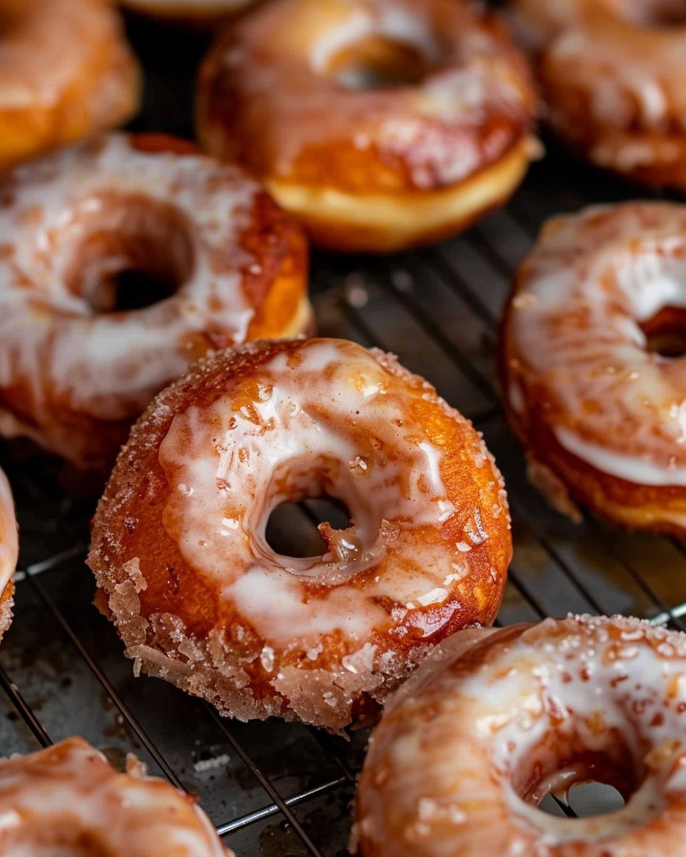Fried Apple Cider Donuts with Maple Icing