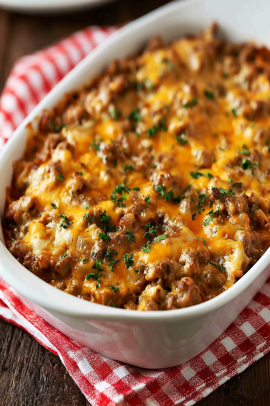 Cheesy Keto Ground Beef Casserole