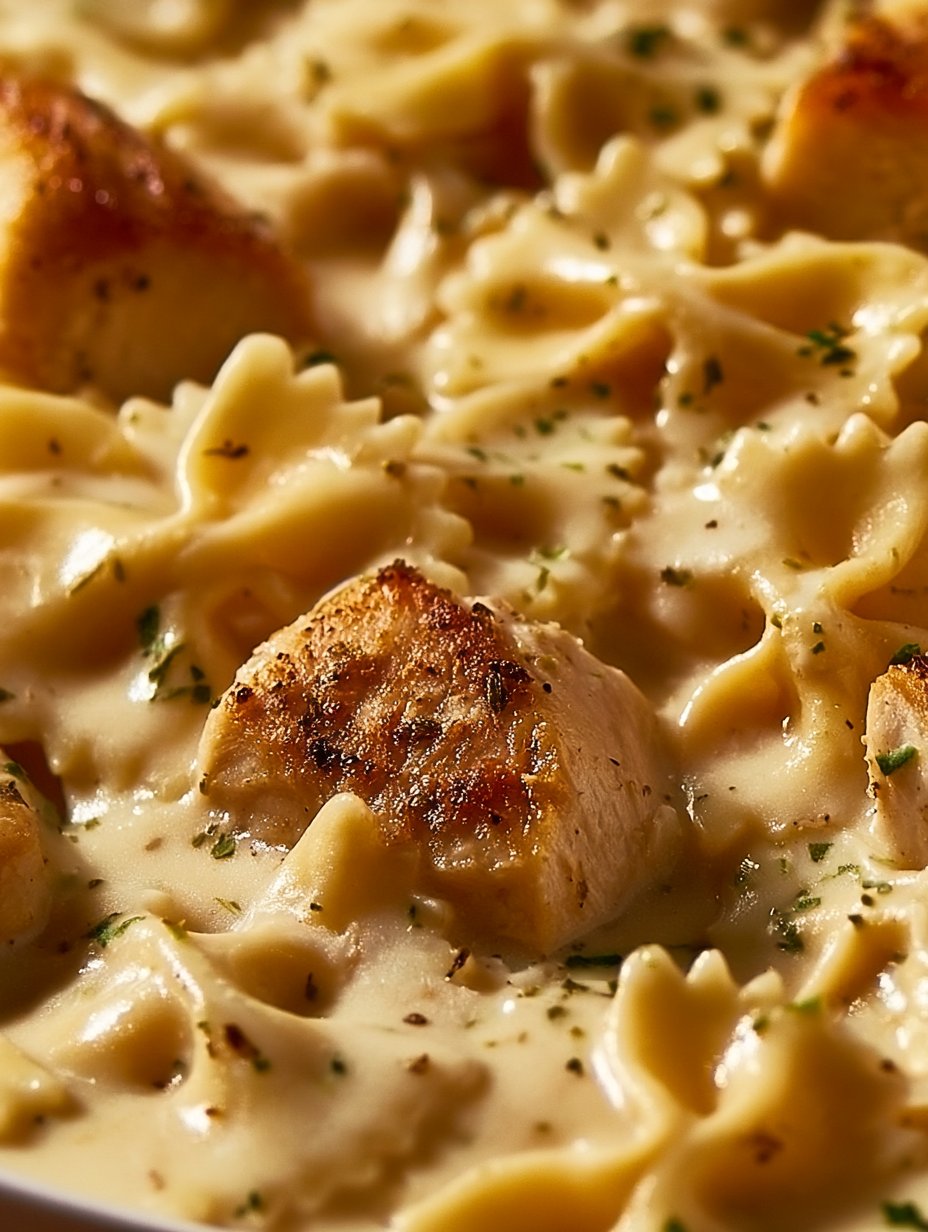 Pollo Crema Cásame con Pasta de Mariposa