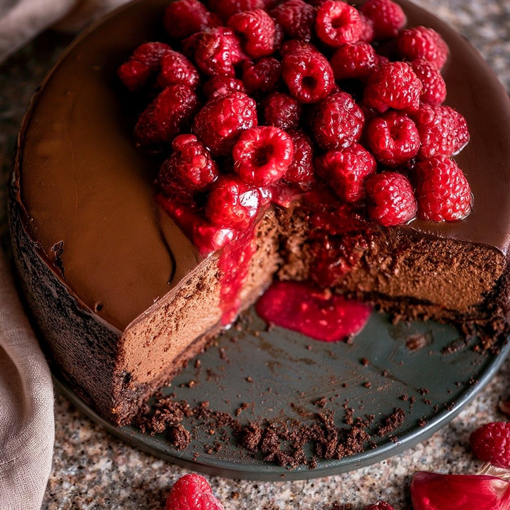 Dark Chocolate Raspberry Cheesecake