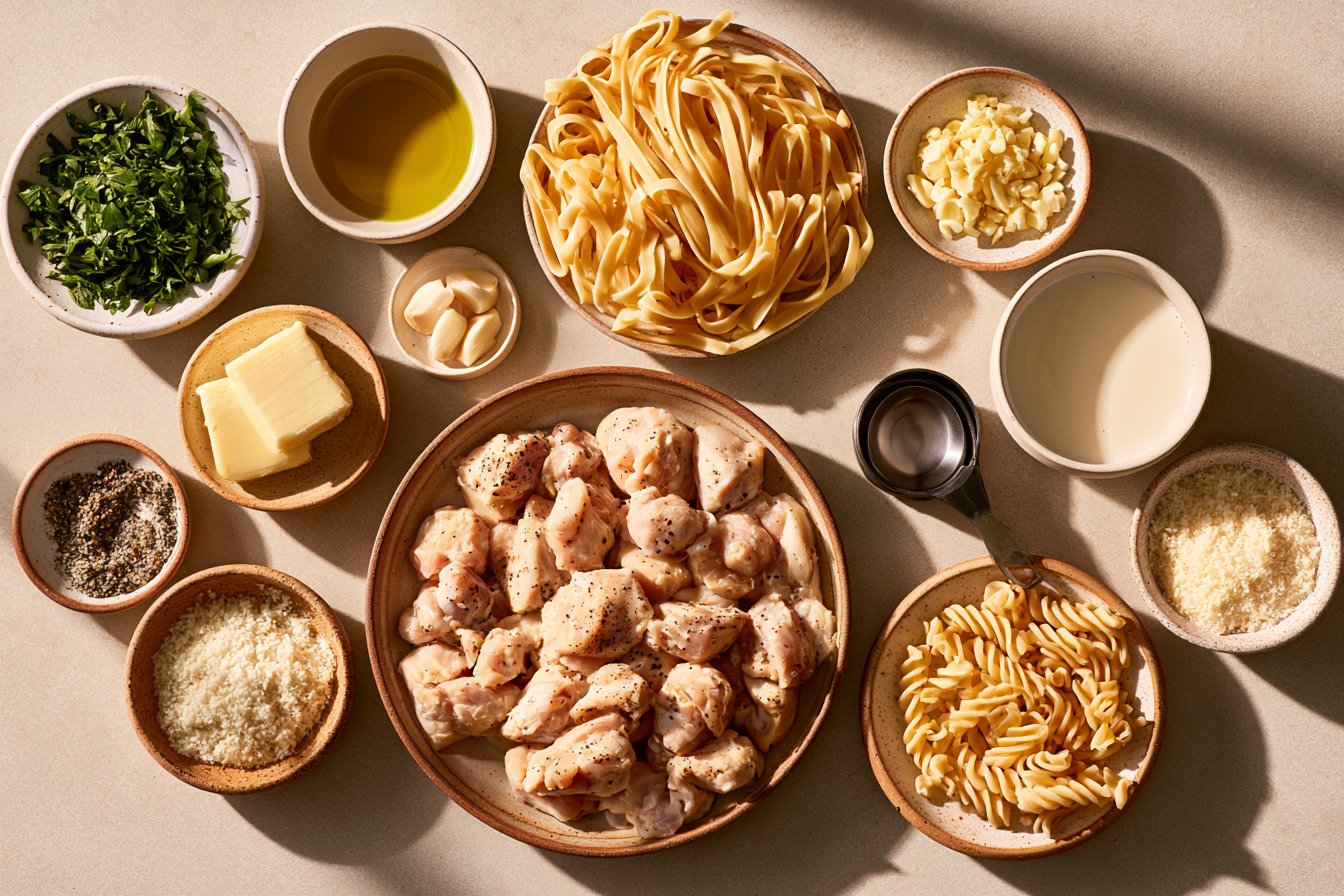 Easy Garlic Butter Chicken Bites with Creamy Parmesan Pasta