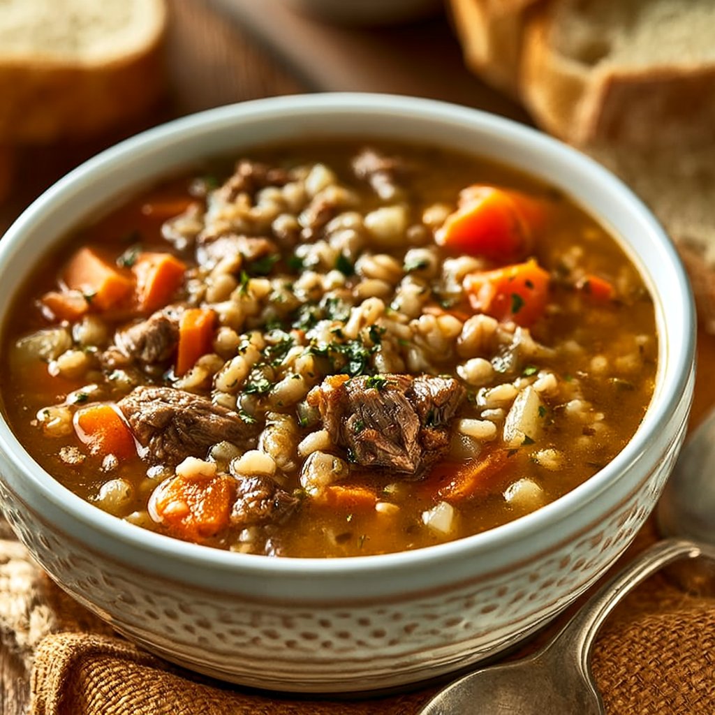 Hearty Crockpot Beef Barley Soup
