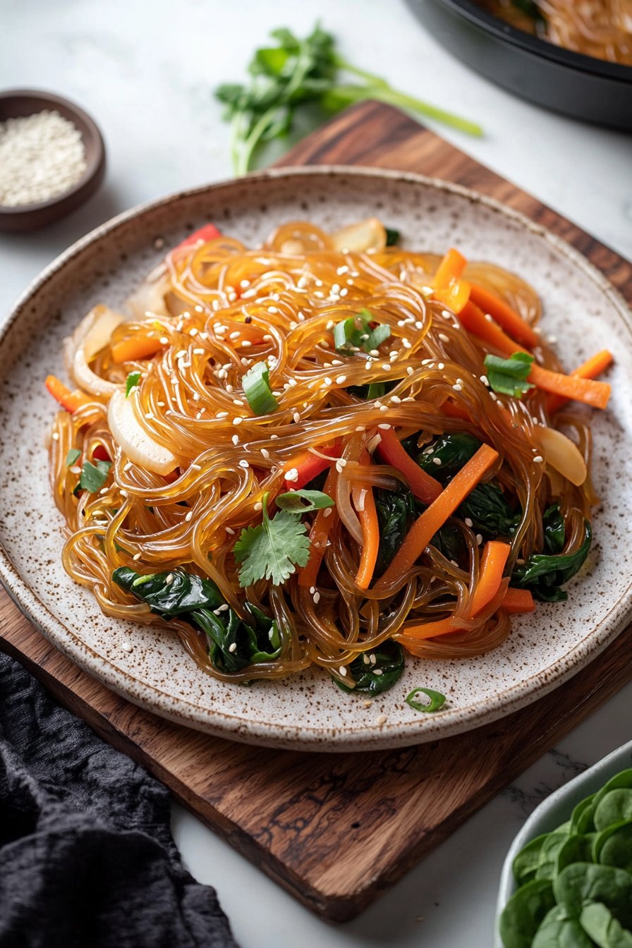 Easy Japchae (Korean glass noodle stir fry)
