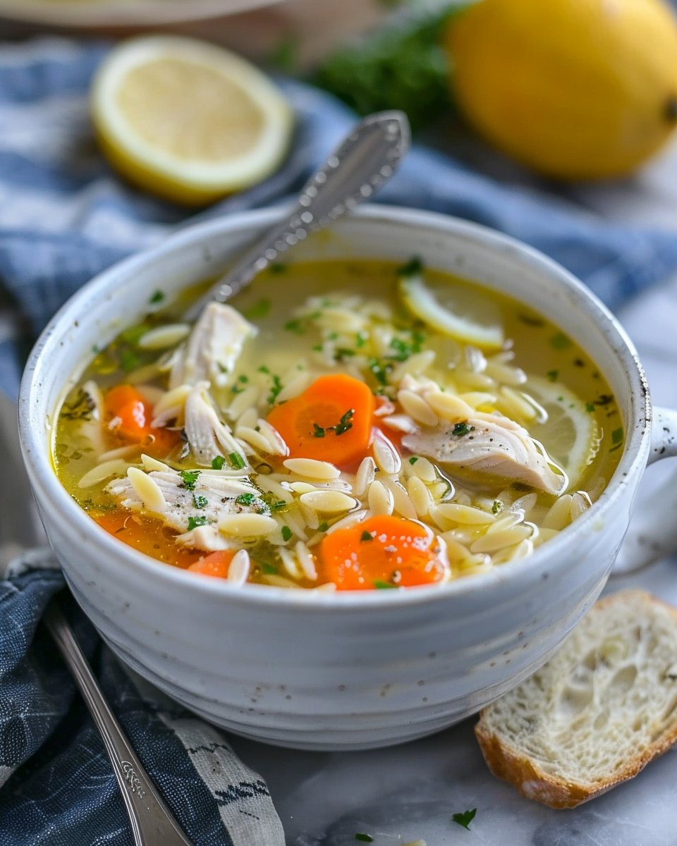 Lemon Chicken Soup with Orzo