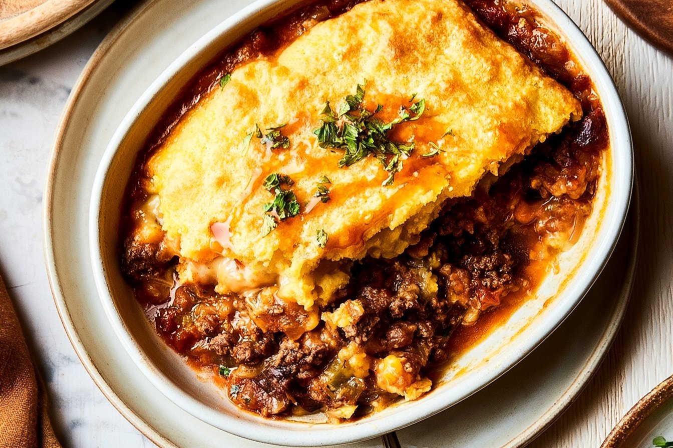Ground Beef Casserole with Cornbread