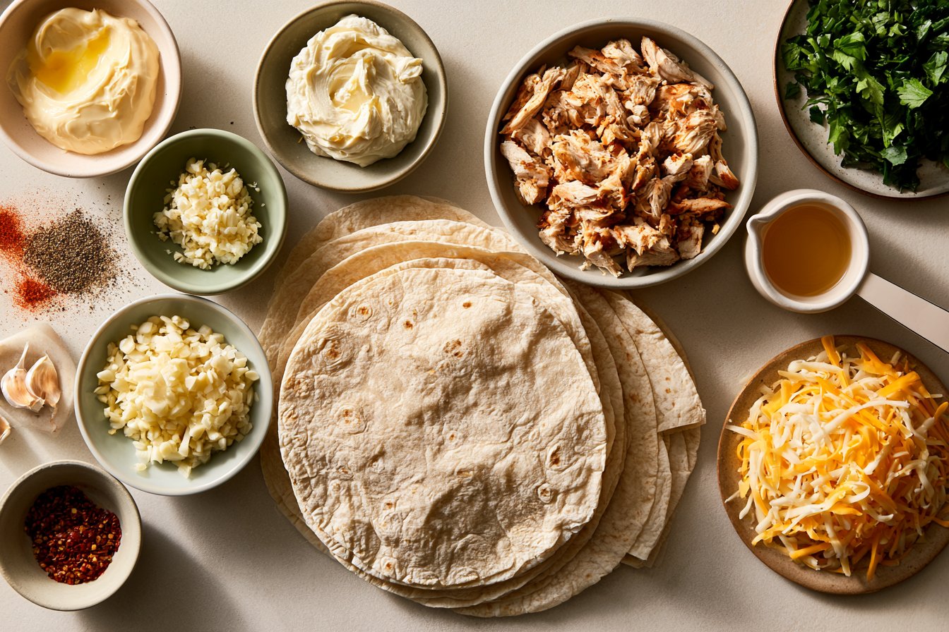 Cheesy Garlic Chicken Wraps