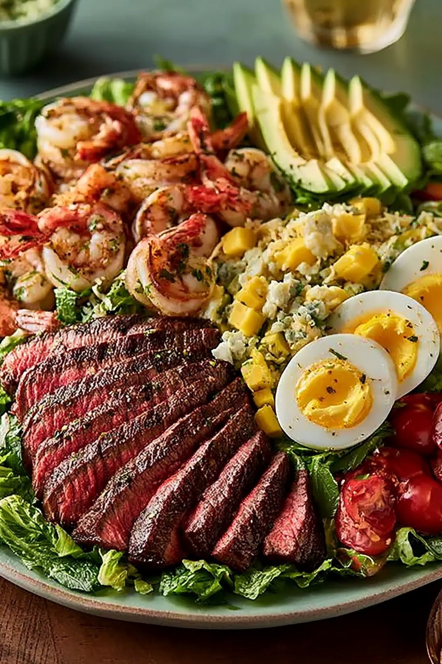Satisfying Shrimp and Steak Cobb Salad