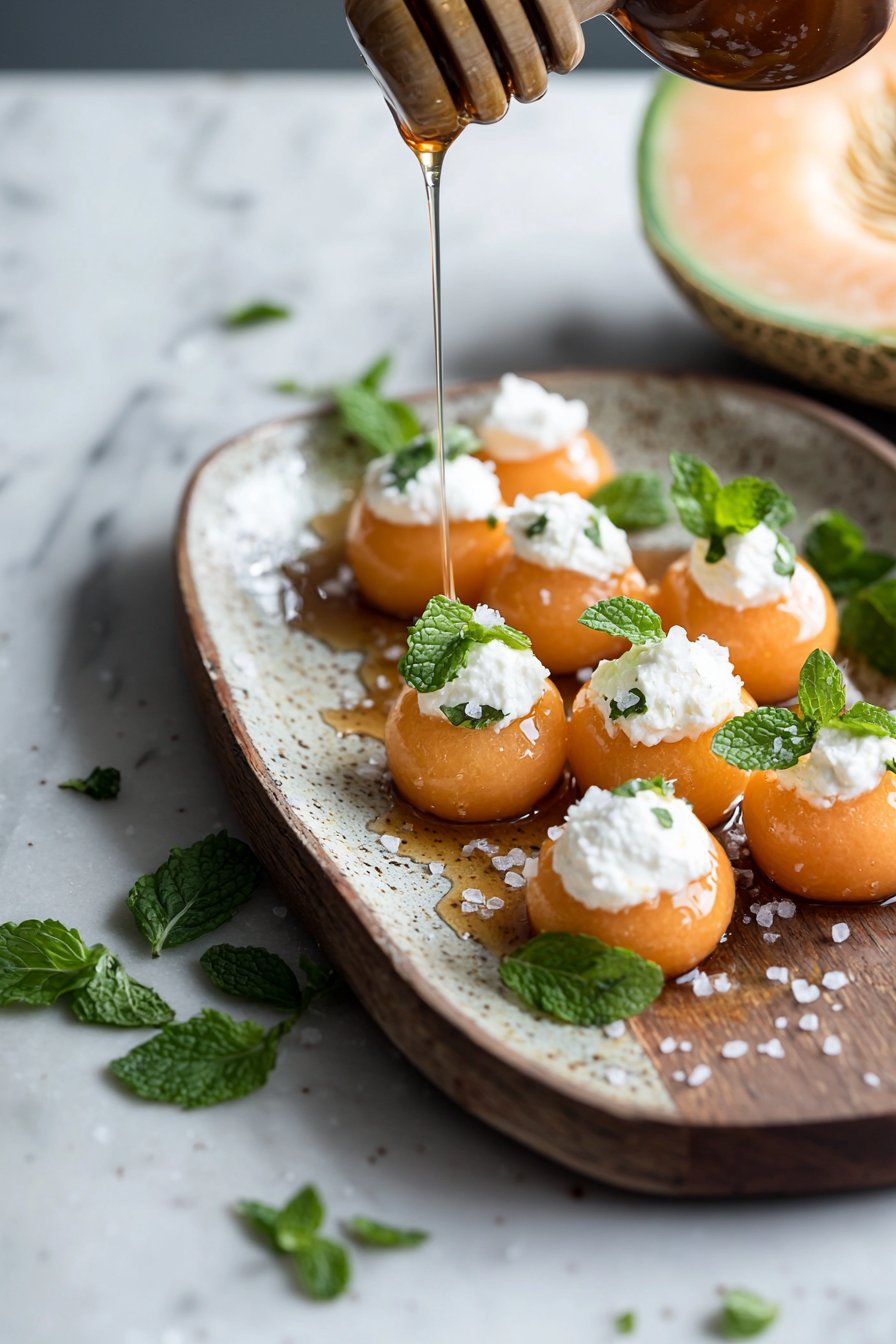 Sweet and Salty Cantaloupe Cheese Bites