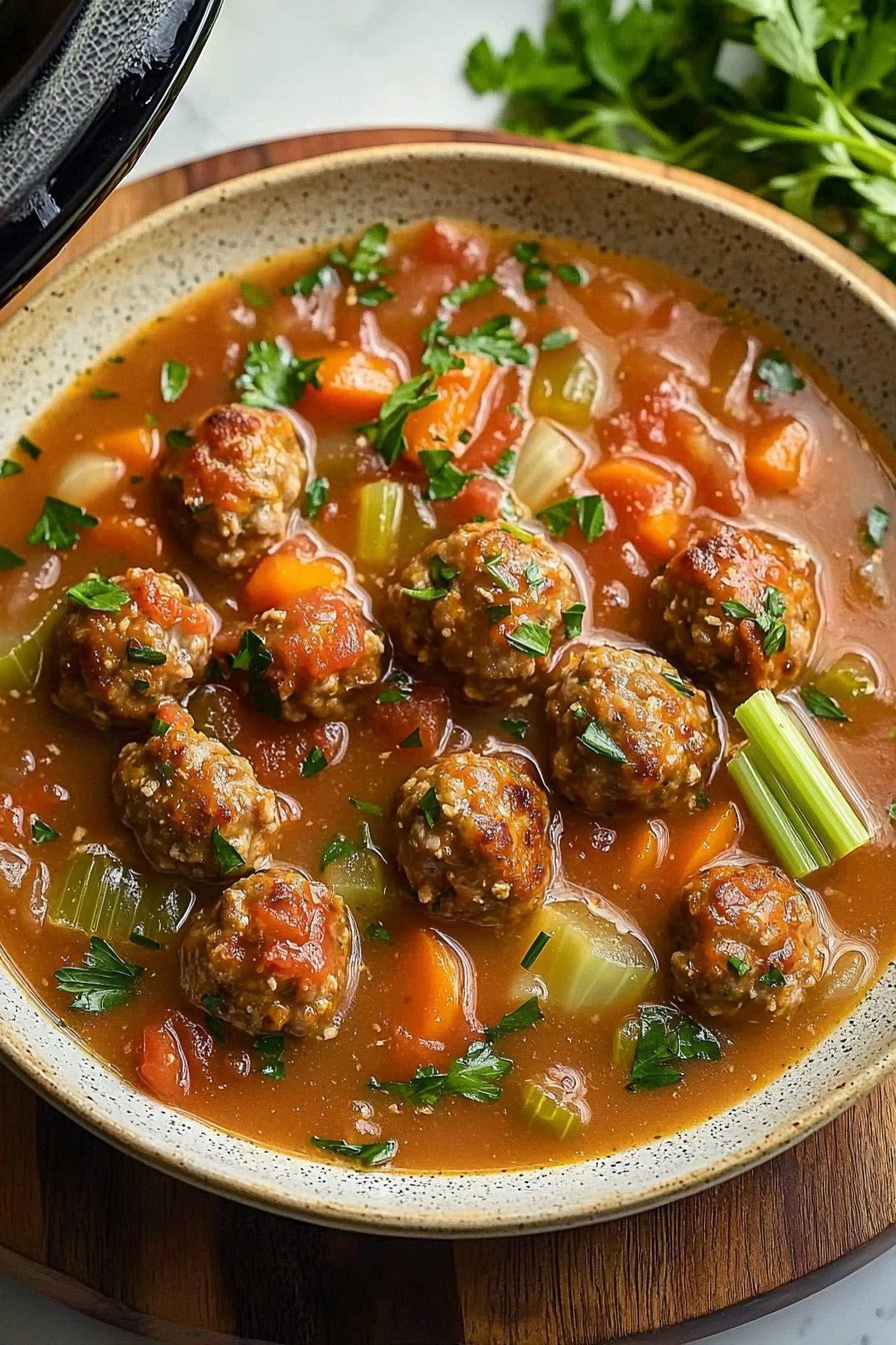 Slow Cooker Meatball Soup
