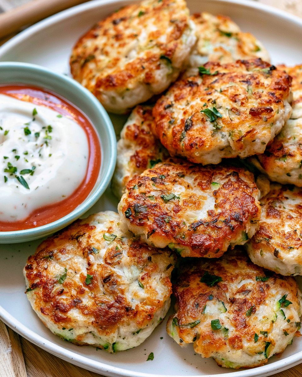 High Protein Chicken + Zucchini Fritters