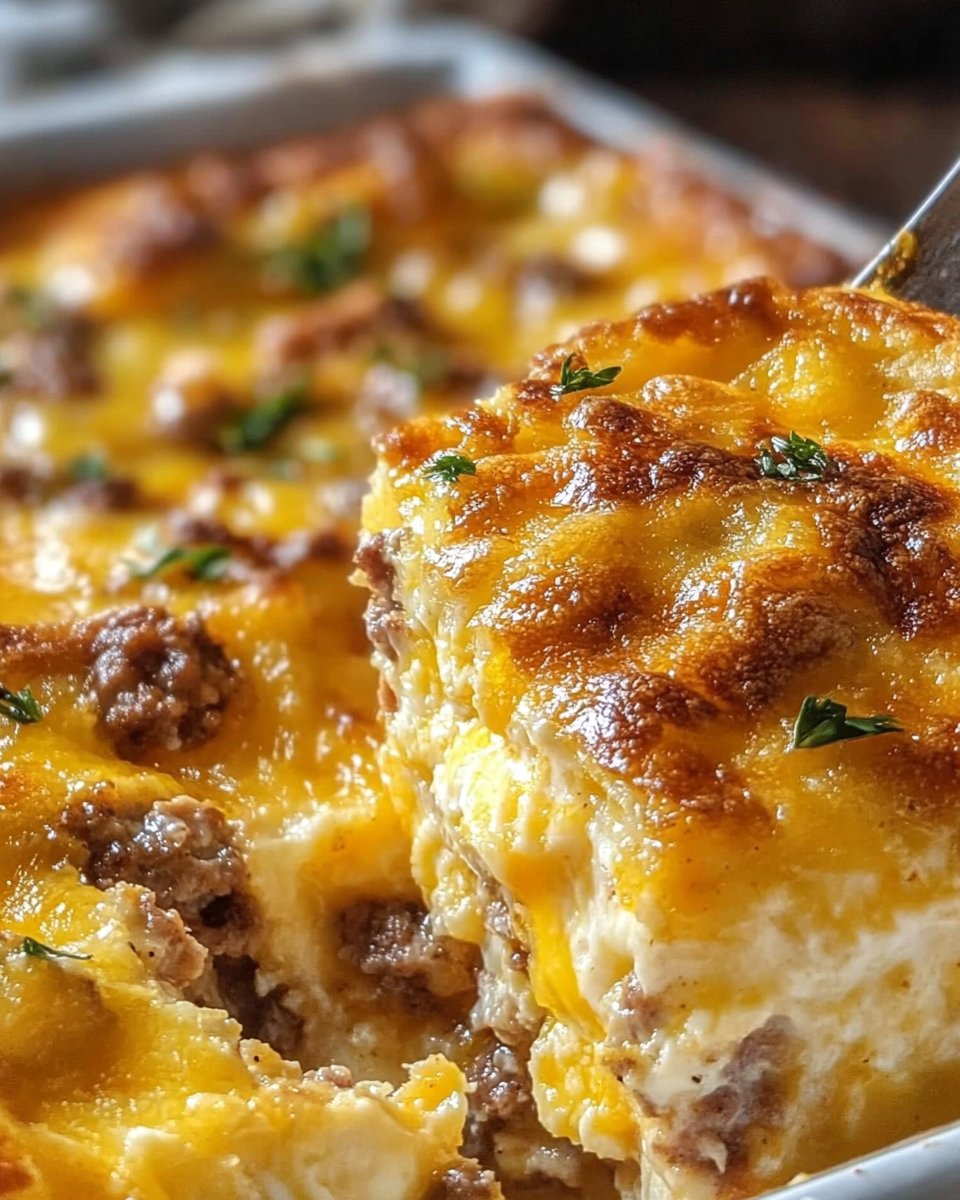 Sausage, Egg, and Cream Cheese Hashbrown Casserole